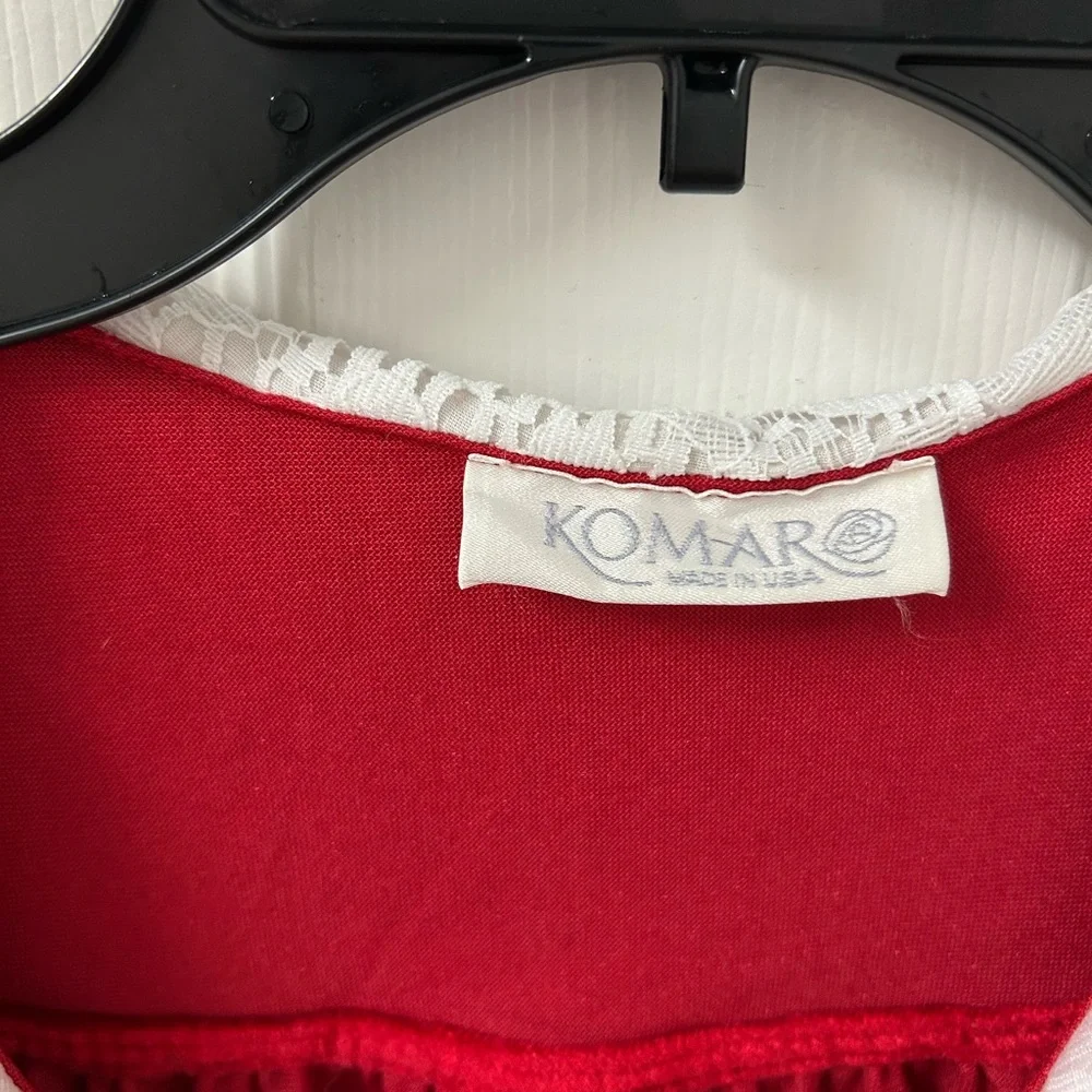 Vintage Komar SZ L Velvet Lace Bow Red - Picture 5 of 12